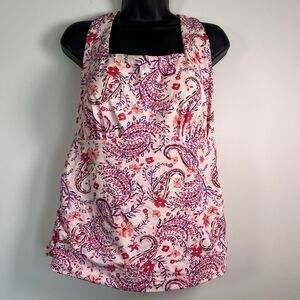 Lands' End Tankini Swim Top Chlorine Resistant 18W Underwired Pink Paisley